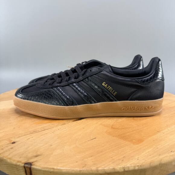 Adidas Gazelle Indoor Mens Size‎ 8.5 Shoes Black Core/Gum Snakeskin Pack NEW main image 4